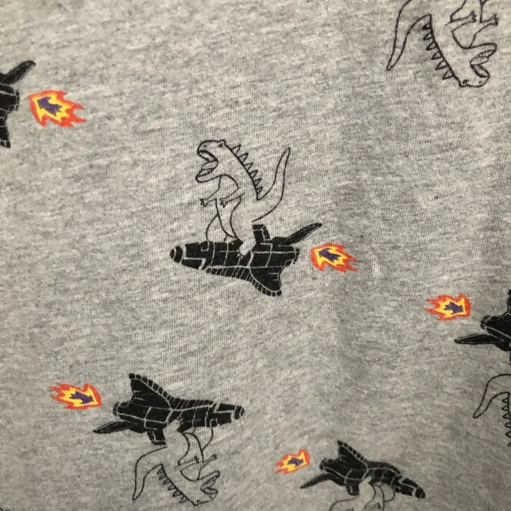 Hanna Andersson 120 boys sz 6 7 T-shirt Godzilla Spaceship Dino Cotton